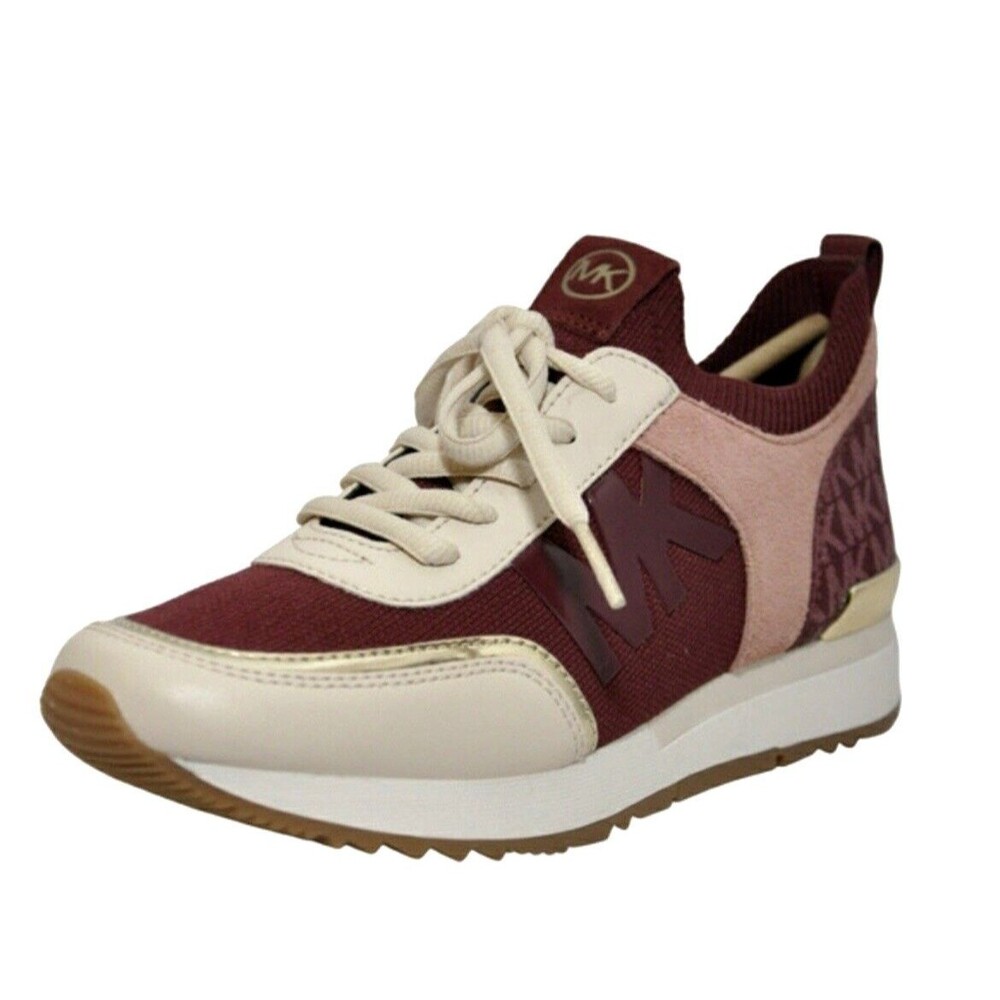 New Michael Kors Jenkins Knit Trainer Soft Stretch Sneakers Dark Cherry Size 9.5 - Picture 1 of 6